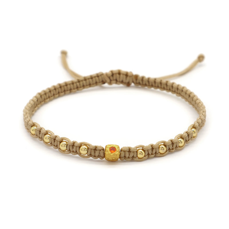 Wholesale Custom Handmade OEM Manufacture Adjustable Hand-Woven Thread Brass Charms Braided Cotton Wire Bracelet Jewelry Bangle Bracelet