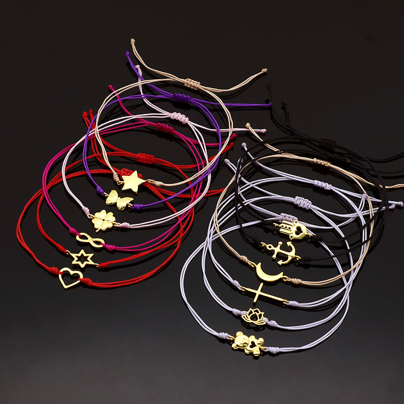 Wholesale Custom Handmade OEM Manufacture Adjustable Hand-Woven Thread 925 Sterling Silver Charms Braided Colorful Cotton Wire Bracelet Jewelry Bangle Bracelet