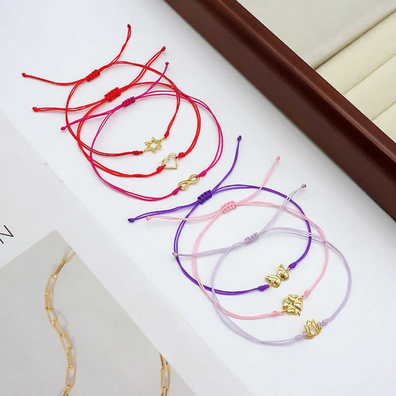 Wholesale Custom Handmade OEM Manufacture Adjustable Hand-Woven Thread 925 Sterling Silver Charms Braided Colorful Cotton Wire Bracelet Jewelry Bangle Bracelet