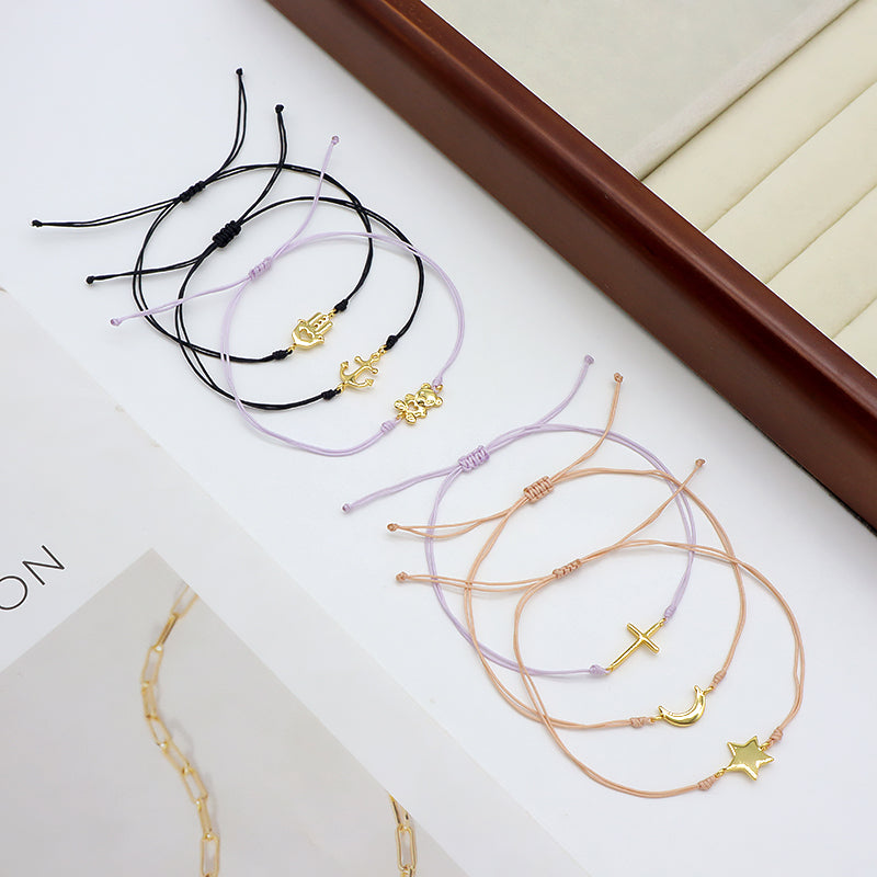 Wholesale Custom Handmade OEM Manufacture Adjustable Hand-Woven Thread 925 Sterling Silver Charms Braided Colorful Cotton Wire Bracelet Jewelry Bangle Bracelet