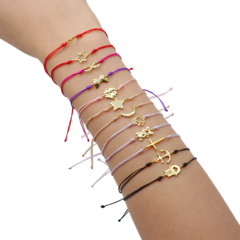 Wholesale Custom Handmade OEM Manufacture Adjustable Hand-Woven Thread 925 Sterling Silver Charms Braided Colorful Cotton Wire Bracelet Jewelry Bangle Bracelet