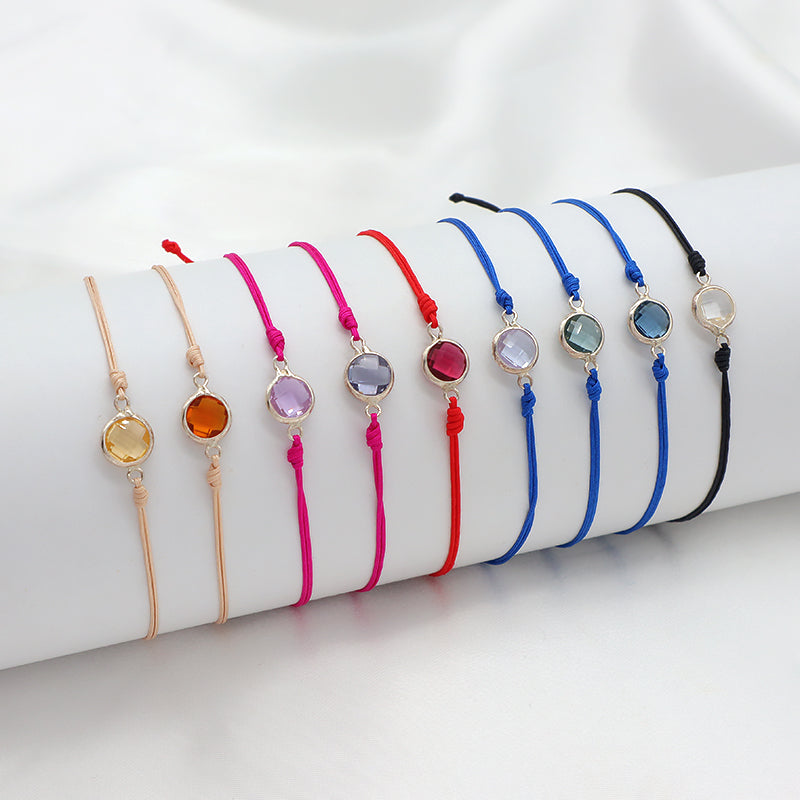 Handmade OEM Manufacture Custom Fashion Gift Braided Multicolour Rope Adjustable 925 Sterling Silver CZ Charm Bracelet For Teen Girl Women