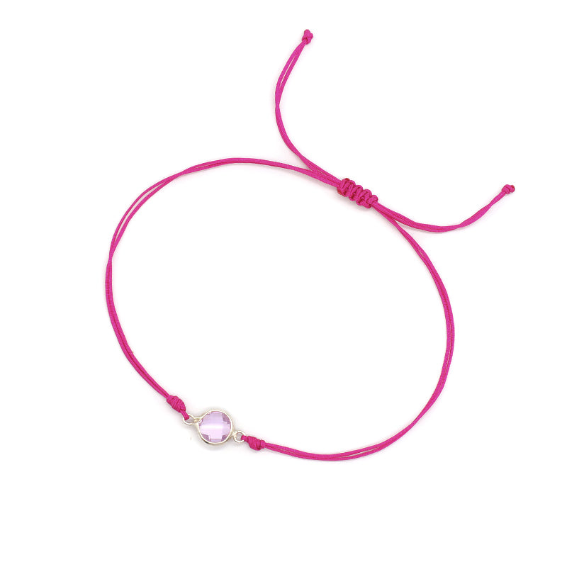 Handmade OEM Manufacture Custom Fashion Gift Braided Multicolour Rope Adjustable 925 Sterling Silver CZ Charm Bracelet For Teen Girl Women