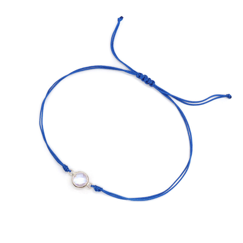 Handmade OEM Manufacture Custom Fashion Gift Braided Multicolour Rope Adjustable 925 Sterling Silver CZ Charm Bracelet For Teen Girl Women