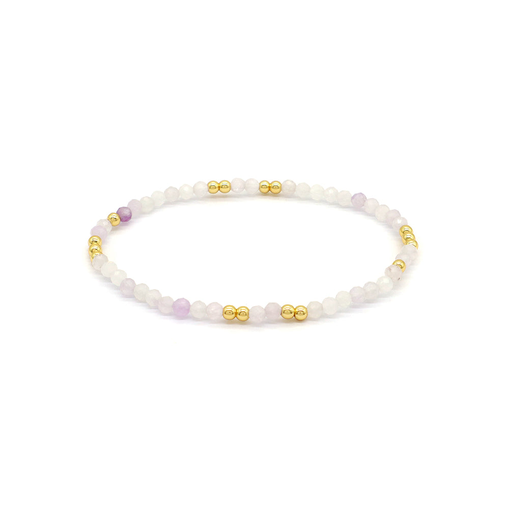 Custom Gemstone Silver Gold Plated 3mm Natural Stone Beads Elastic Handmade Bracelet