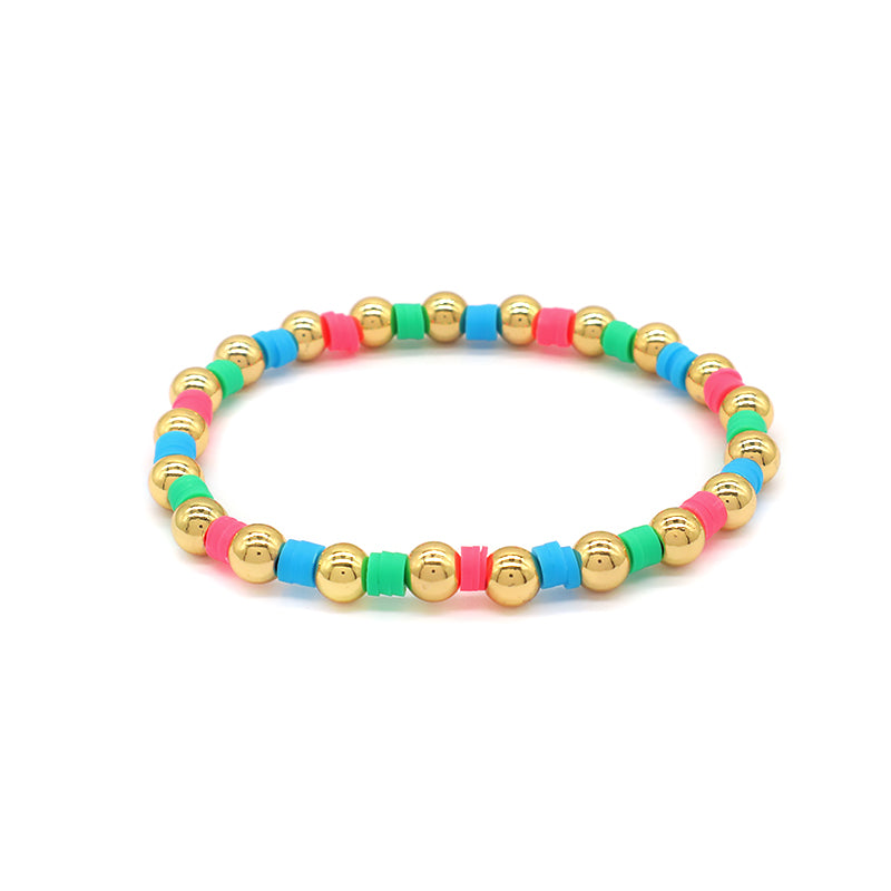 Brass Beads With Colorful Polymer Clay Bracelet