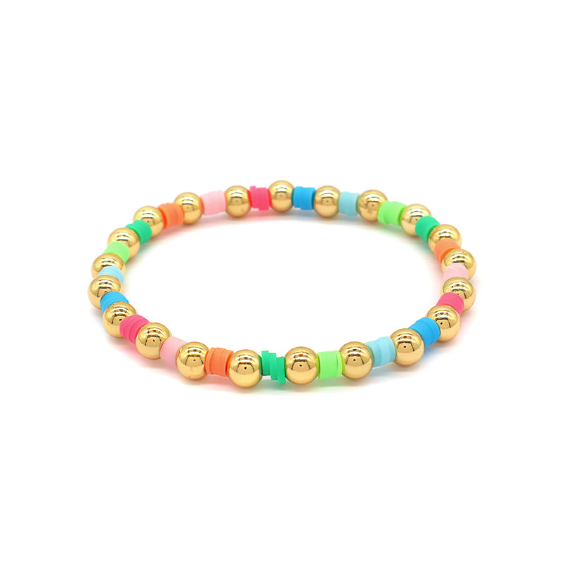 Brass Beads With Colorful Polymer Clay Bracelet