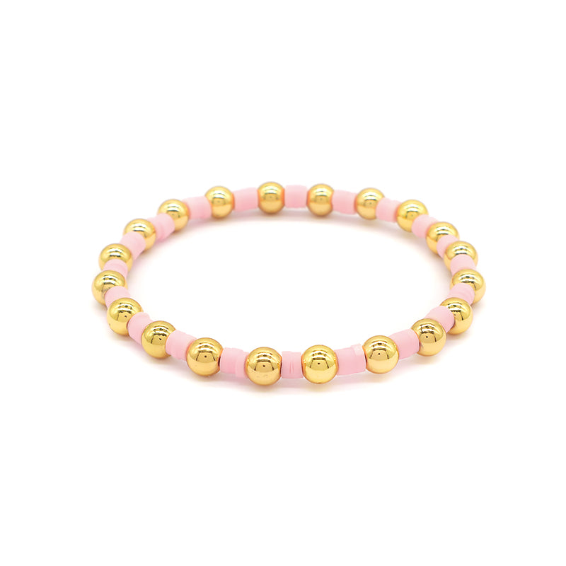 Brass Beads With Colorful Polymer Clay Bracelet