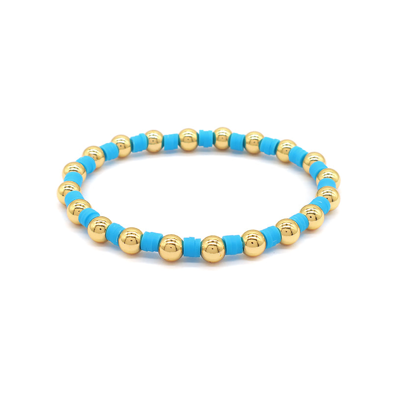 Brass Beads With Colorful Polymer Clay Bracelet