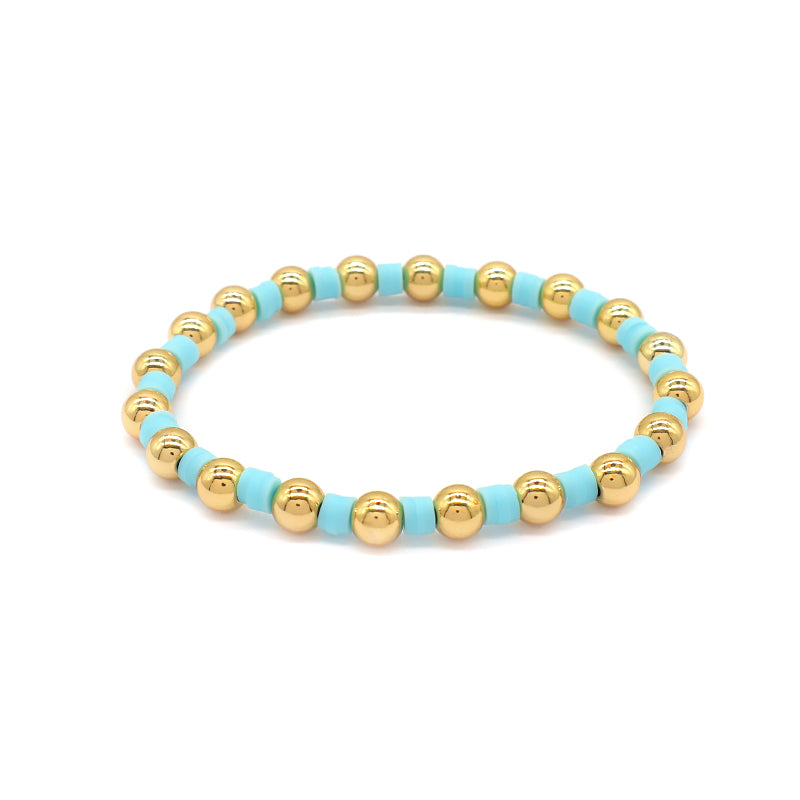 Brass Beads With Colorful Polymer Clay Bracelet