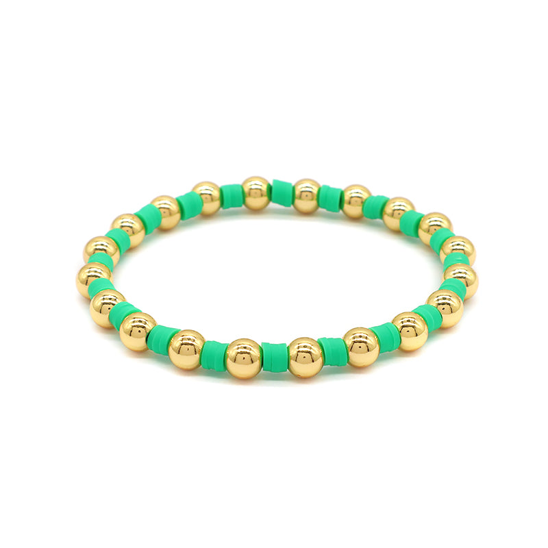 Brass Beads With Colorful Polymer Clay Bracelet