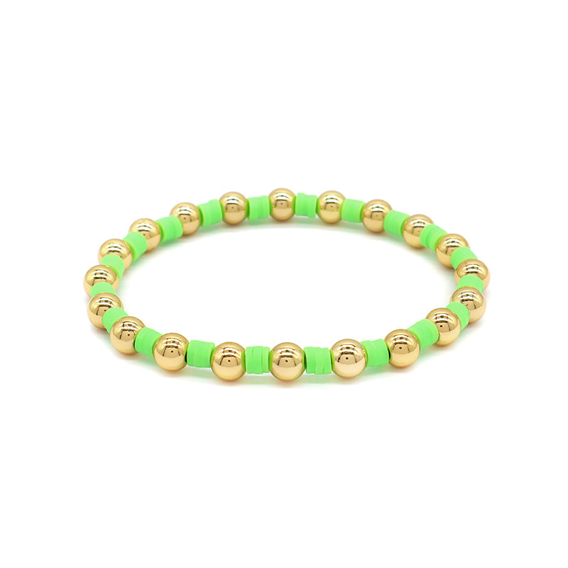 Brass Beads With Colorful Polymer Clay Bracelet