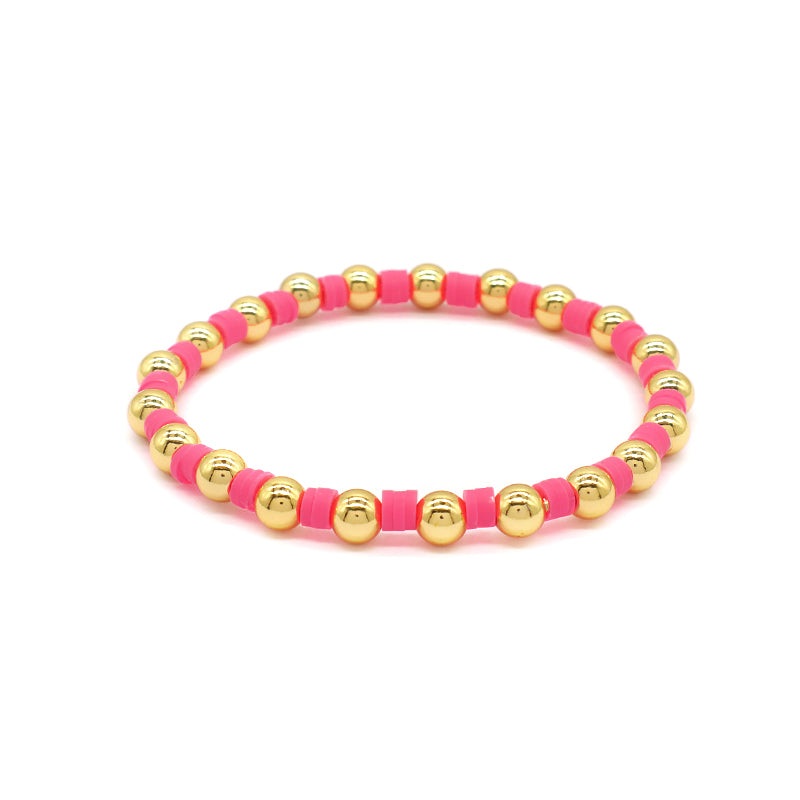 Brass Beads With Colorful Polymer Clay Bracelet