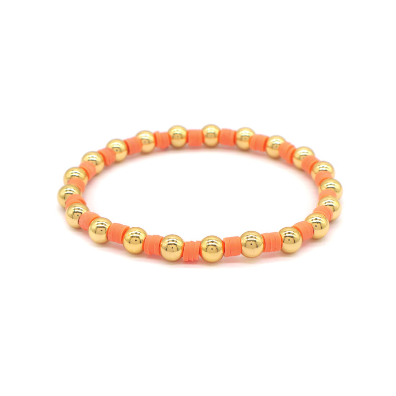 Brass Beads With Colorful Polymer Clay Bracelet