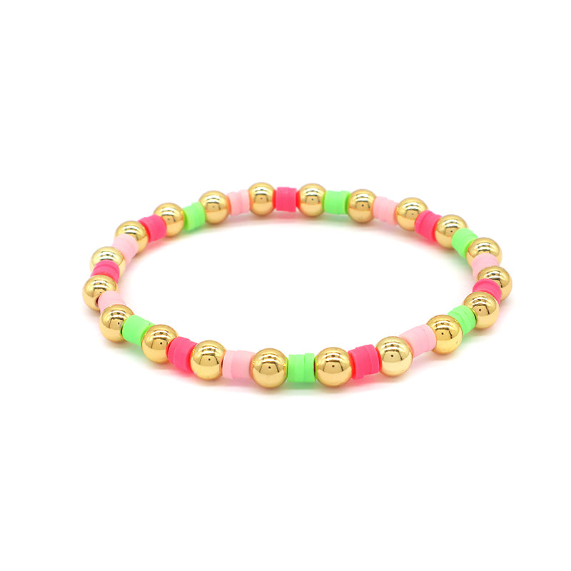 Brass Beads With Colorful Polymer Clay Bracelet