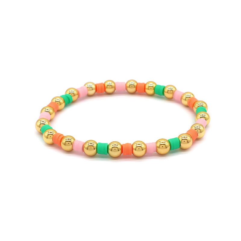 Brass Beads With Colorful Polymer Clay Bracelet