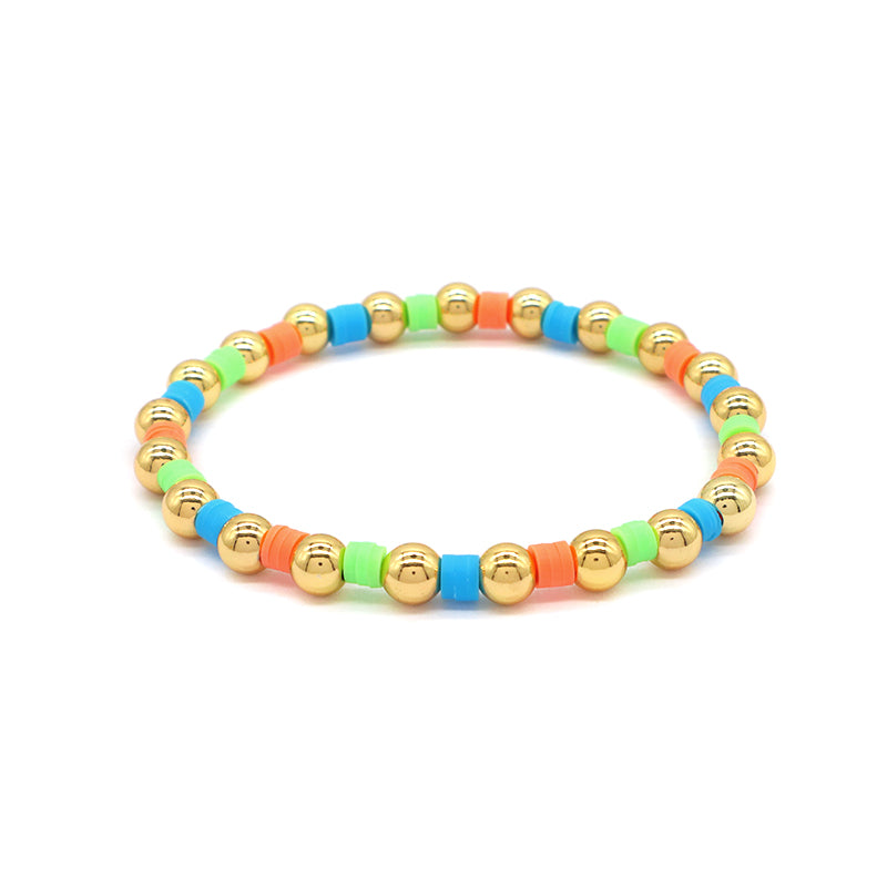 Brass Beads With Colorful Polymer Clay Bracelet