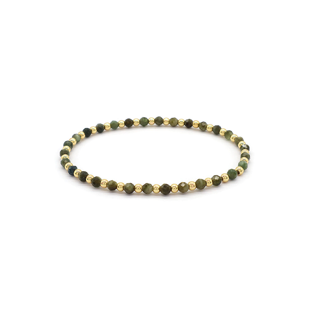 Natural Stone Beads With Gold Plated 925 Sterling Silver Brass Beads Bracelet