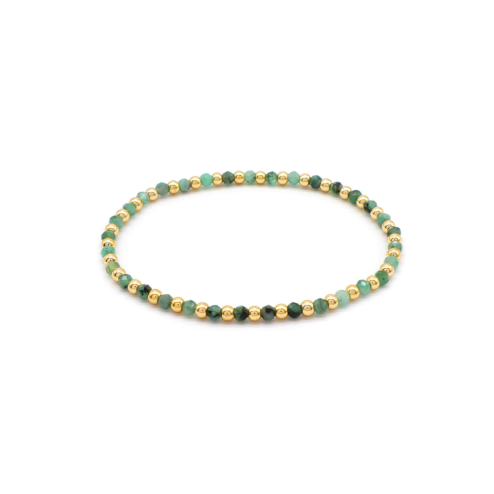 Natural Stone Beads With Gold Plated 925 Sterling Silver Brass Beads Bracelet