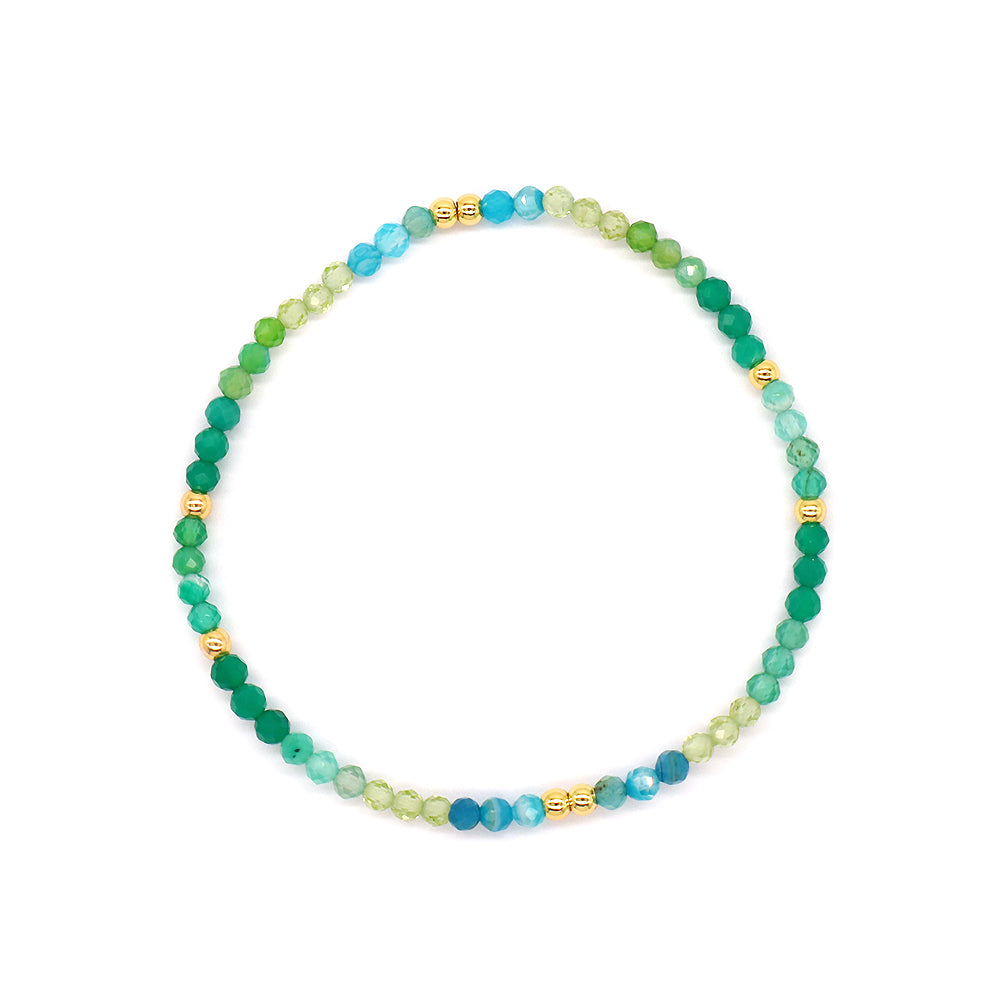 Colorful Natural Stone Beads With Gold Plated Brass Beads Bracelet