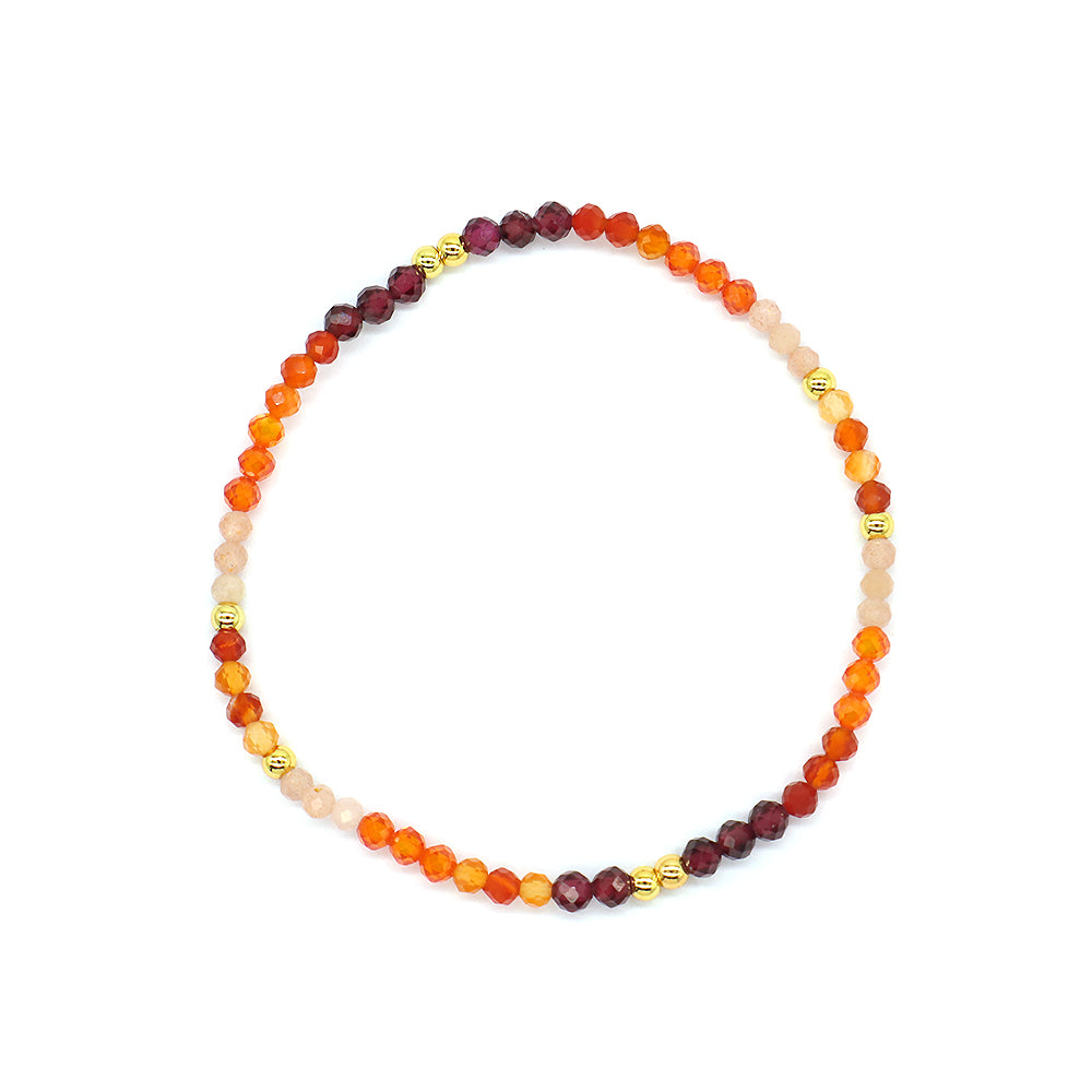 Colorful Natural Stone Beads With Gold Plated Brass Beads Bracelet