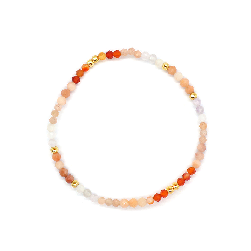 Colorful Natural Stone Beads With Gold Plated Brass Beads Bracelet