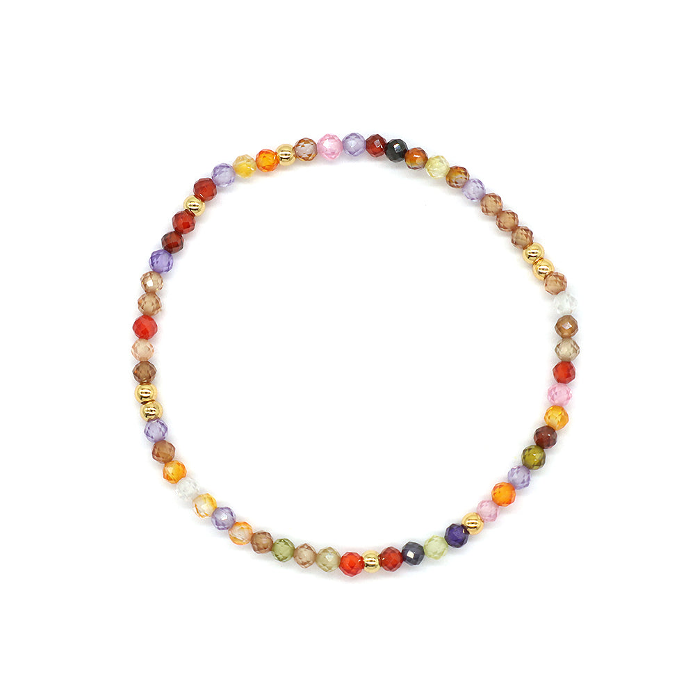 Colorful Natural Stone Beads With Gold Plated Brass Beads Bracelet