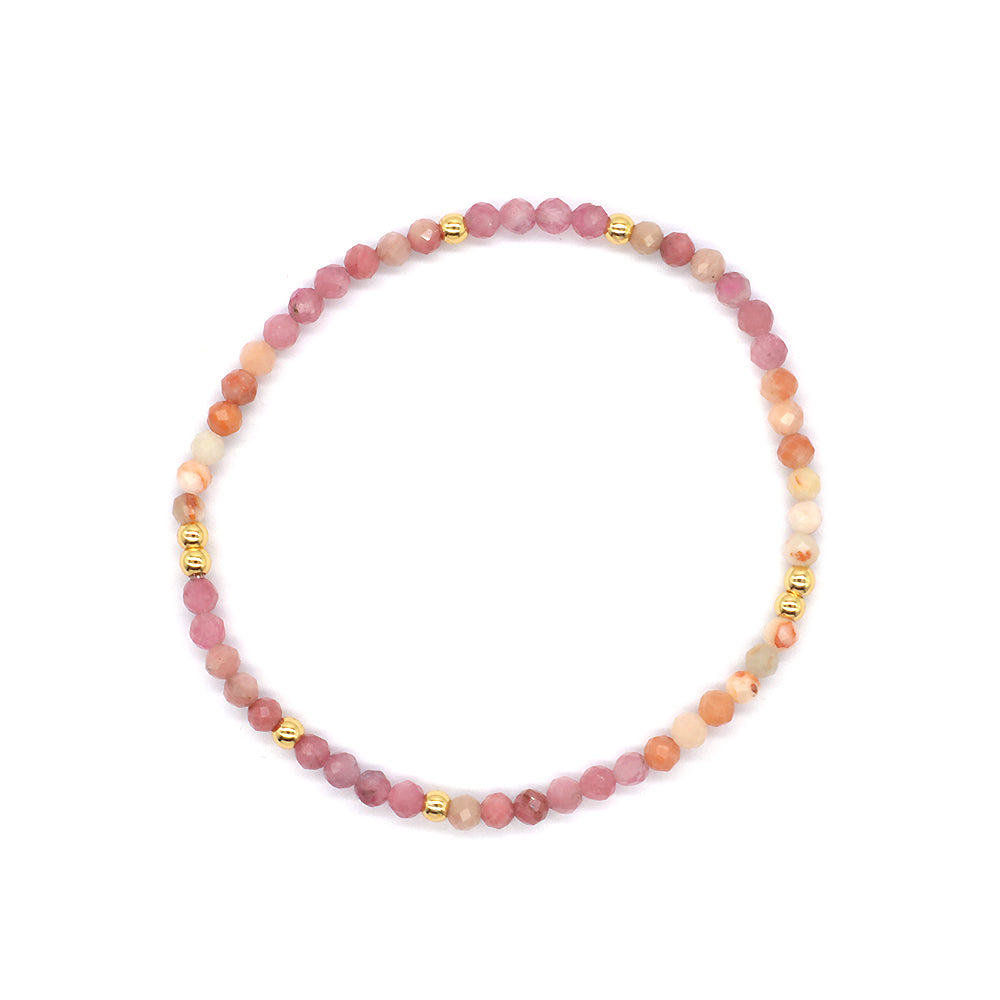Colorful Natural Stone Beads With Gold Plated Brass Beads Bracelet
