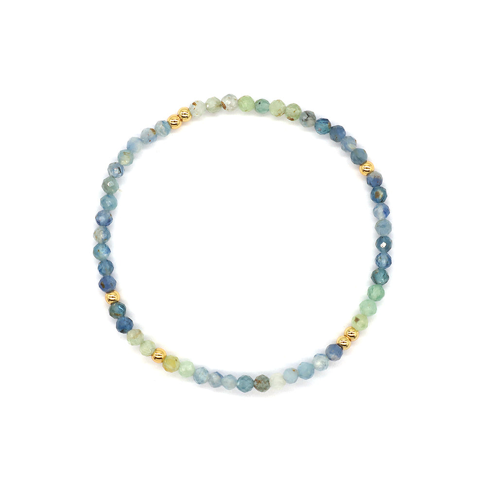 Colorful Natural Stone Beads With Gold Plated Brass Beads Bracelet