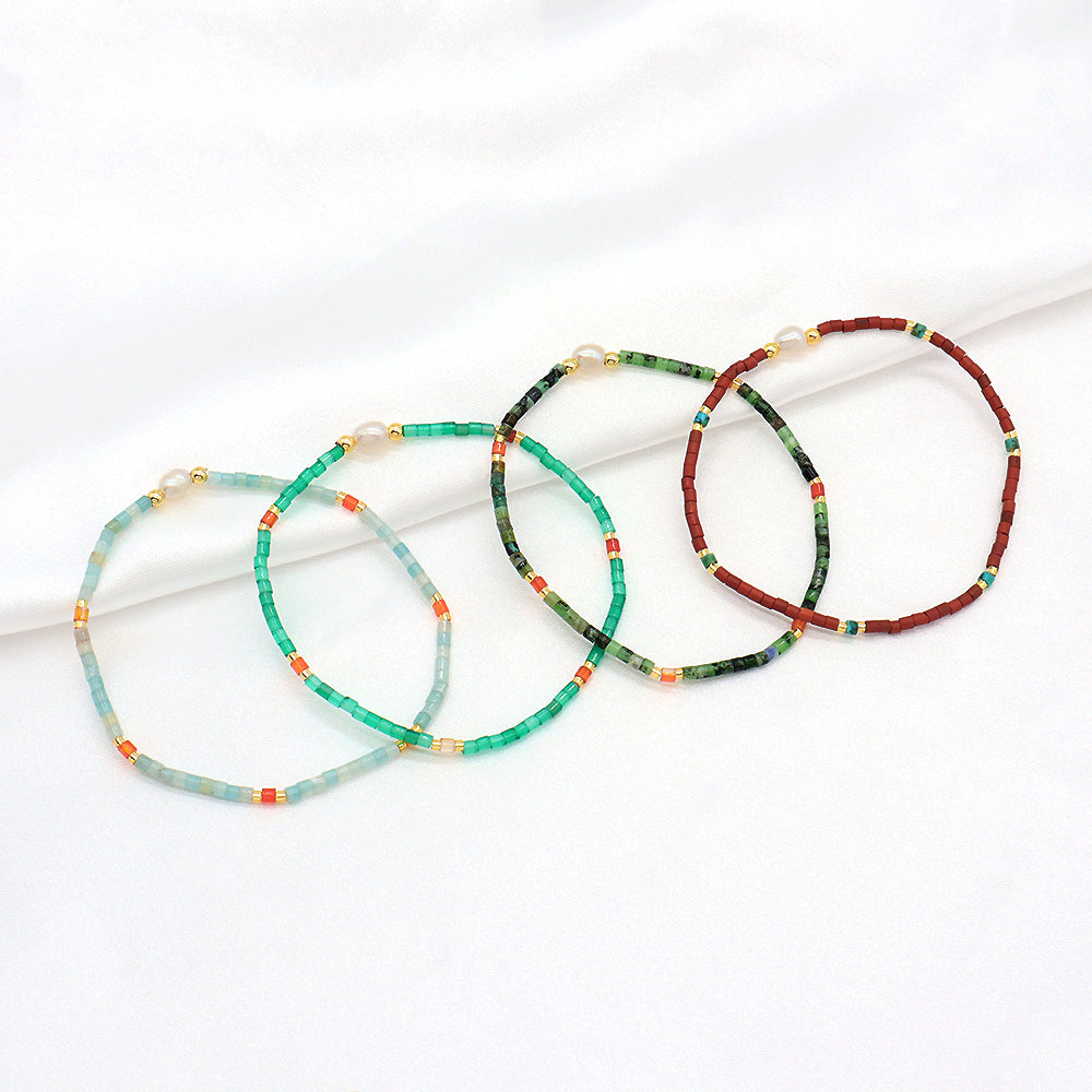 Miyuki Natural Stone Beads Elastic Adjustable Bracelet
