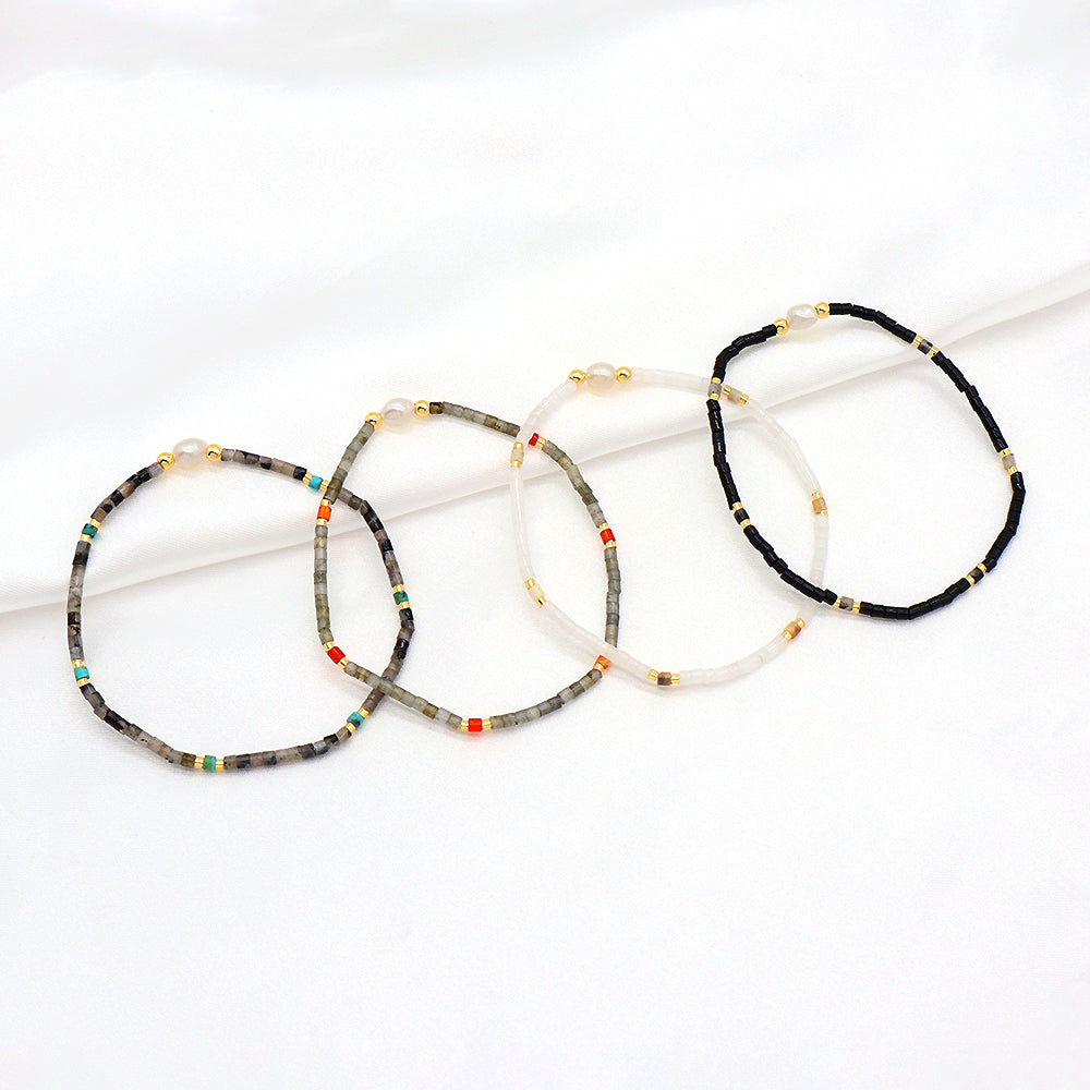 Miyuki Natural Stone Beads Elastic Adjustable Bracelet