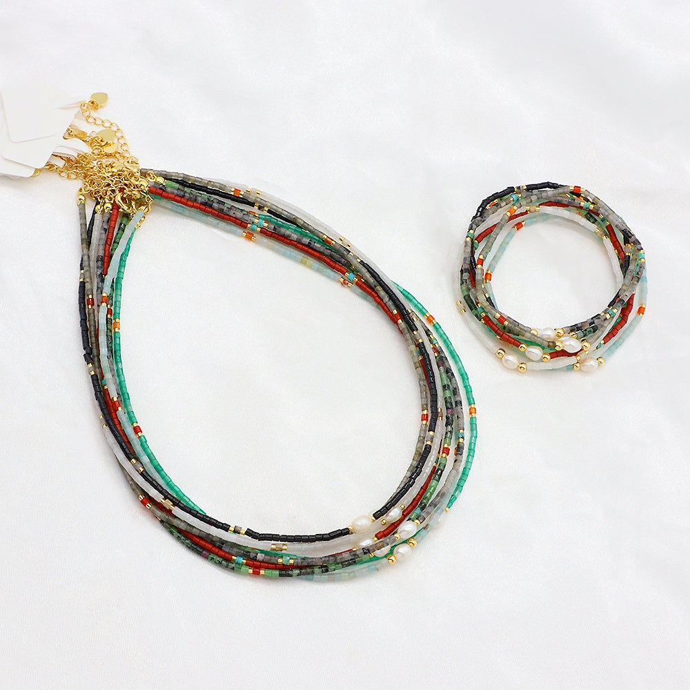 Miyuki Natural Stone Beads Elastic Adjustable Bracelet