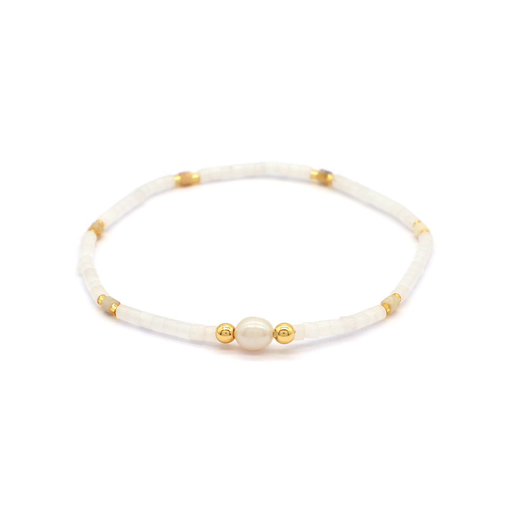 Miyuki Natural Stone Beads Elastic Adjustable Bracelet
