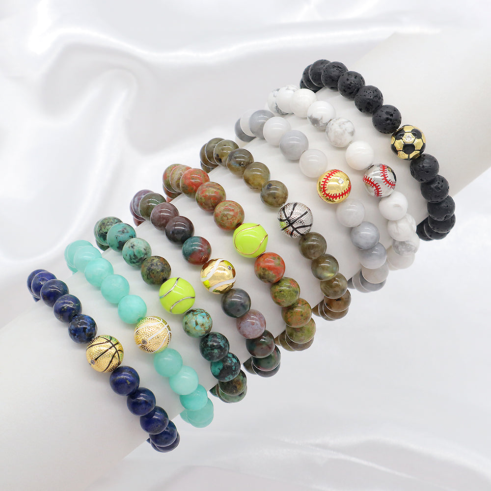 8mm Natural Stone Beads Handmade Adjustable Elastic Bracelet