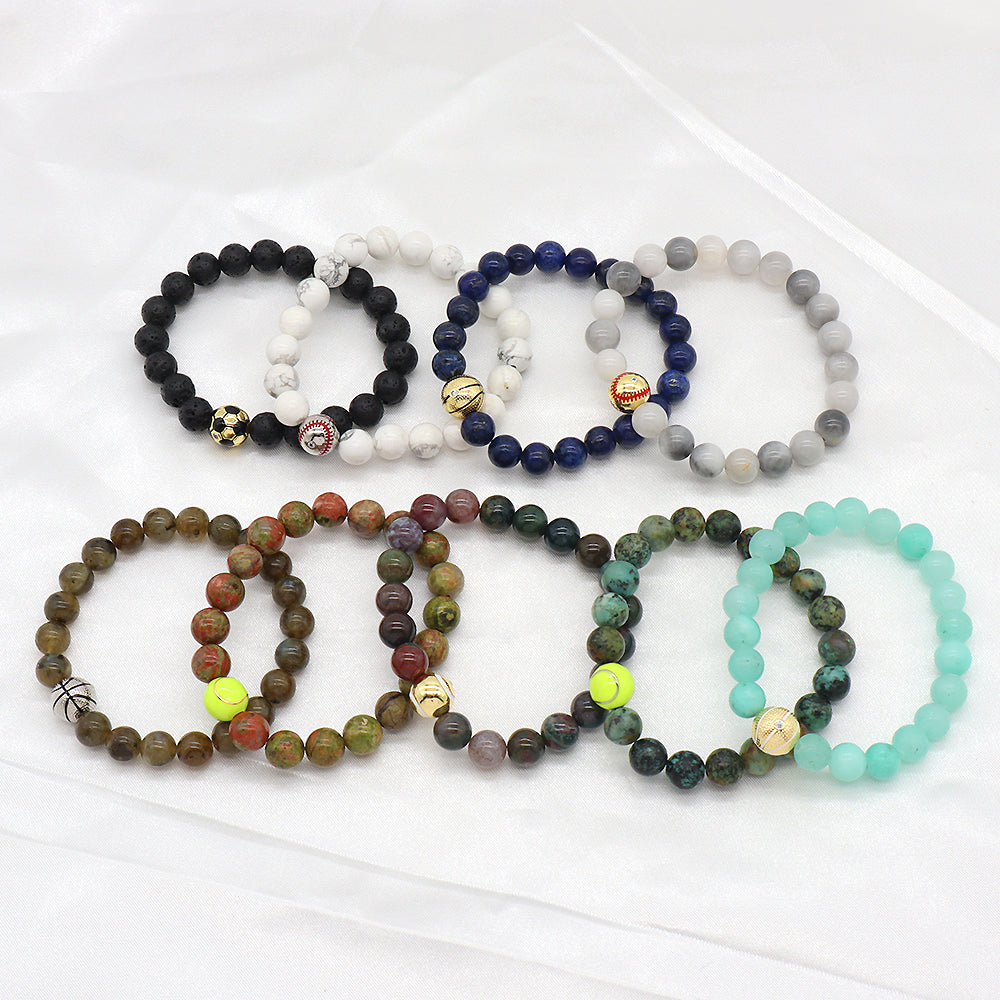 8mm Natural Stone Beads Handmade Adjustable Elastic Bracelet