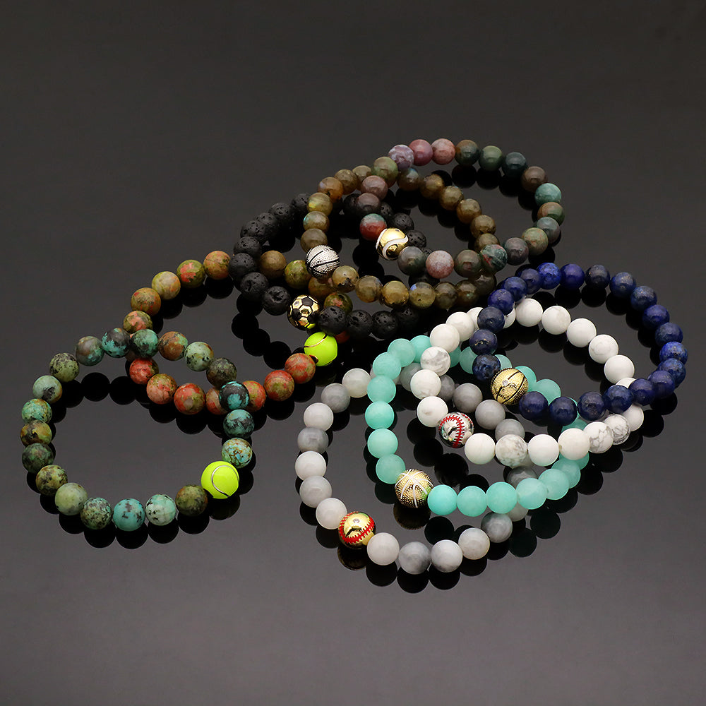 8mm Natural Stone Beads Handmade Adjustable Elastic Bracelet