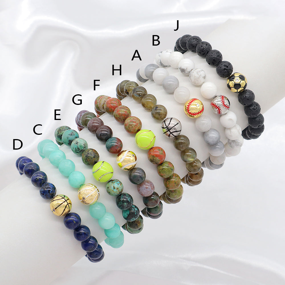 8mm Natural Stone Beads Handmade Adjustable Elastic Bracelet