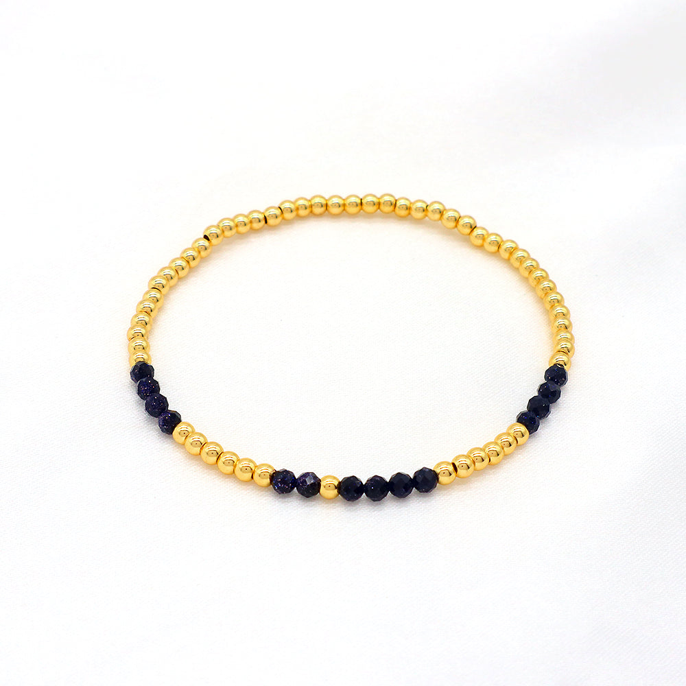 Multiple Colorful Natural Stone Beads With Gold Plated 3mm Brass Beads Bracelet