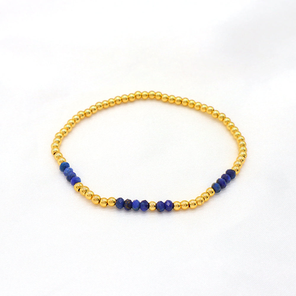 Multiple Colorful Natural Stone Beads With Gold Plated 3mm Brass Beads Bracelet