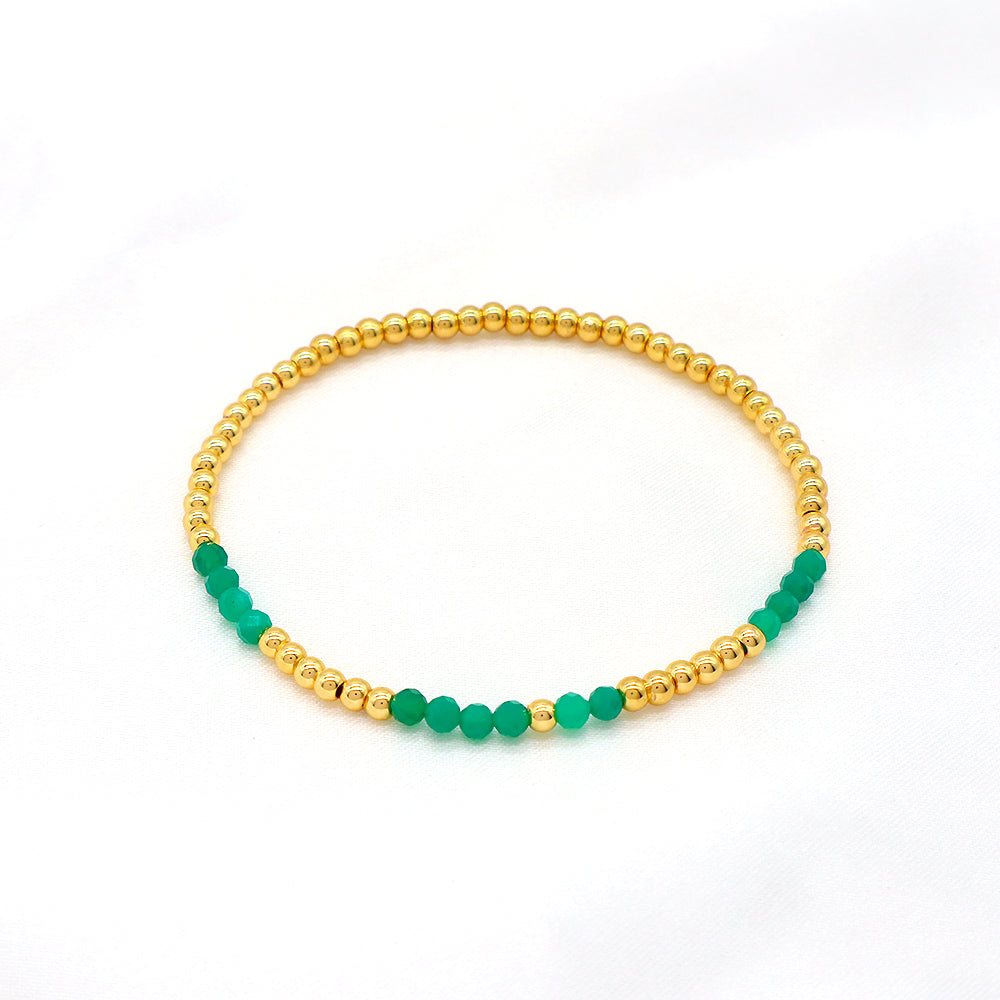 Multiple Colorful Natural Stone Beads With Gold Plated 3mm Brass Beads Bracelet