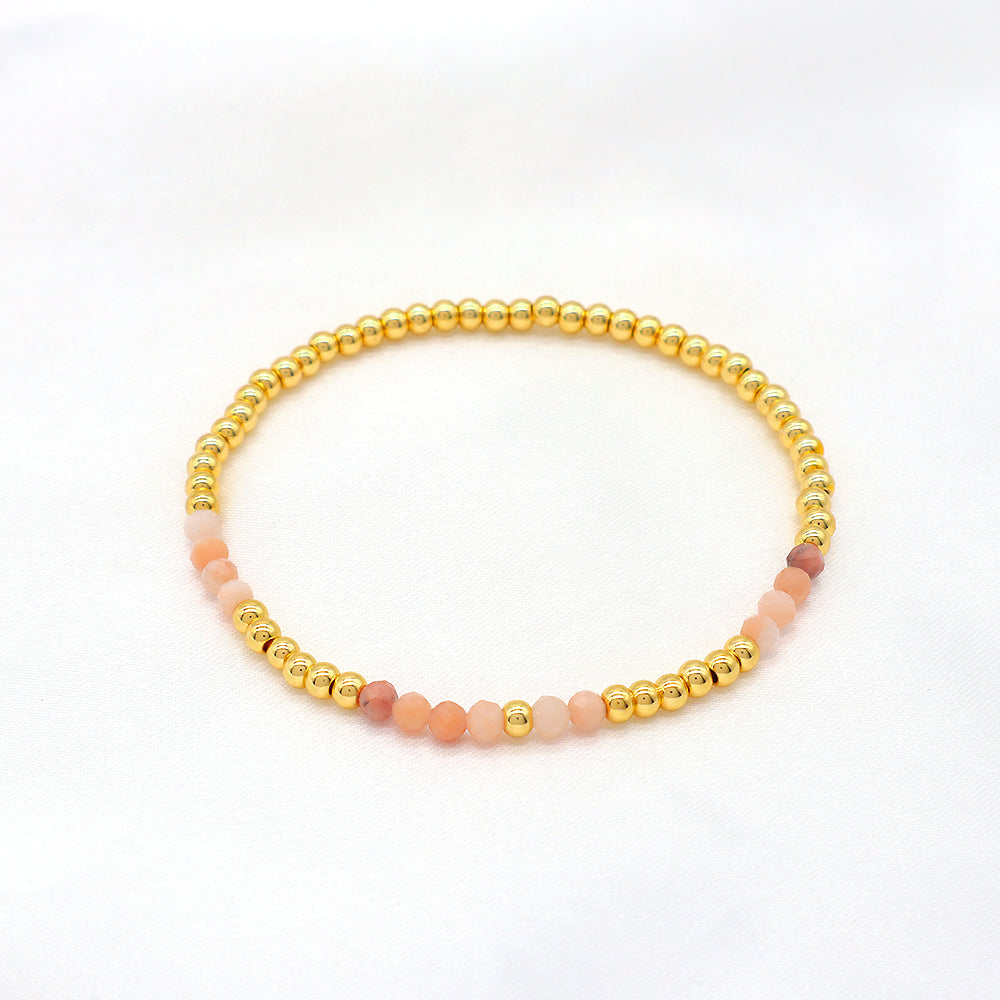 Multiple Colorful Natural Stone Beads With Gold Plated 3mm Brass Beads Bracelet