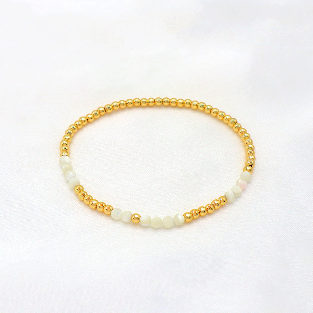 Multiple Colorful Natural Stone Beads With Gold Plated 3mm Brass Beads Bracelet