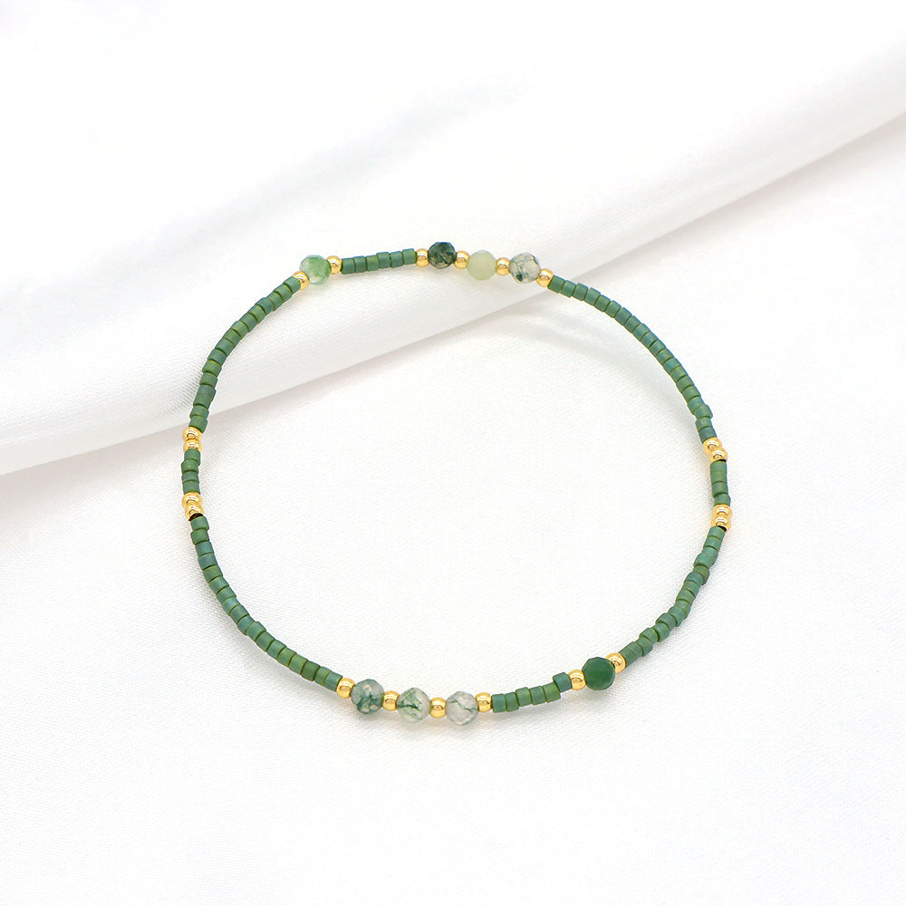 Custom Miyuki Beads Natural Stone Handmade Elastic Bracelet