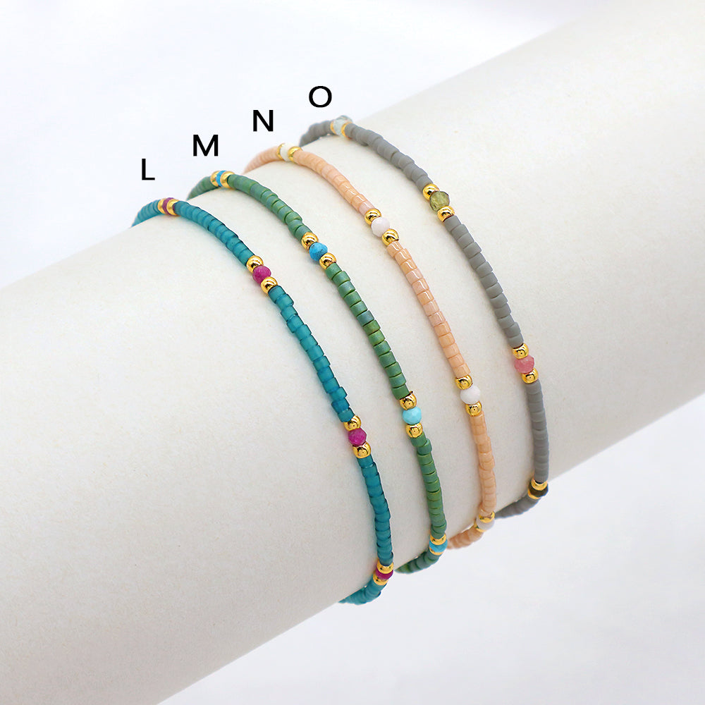 Custom Handmade Colorful Miyuki Beads Natural Stone Elastic Bracelet