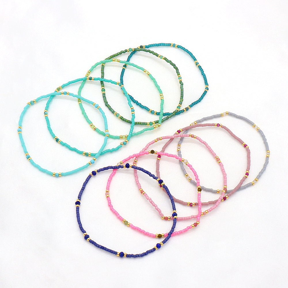 Custom Handmade Colorful Miyuki Beads Natural Stone Elastic Bracelet