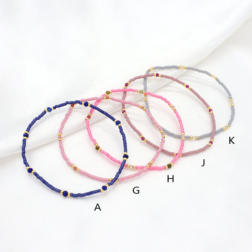Custom Handmade Colorful Miyuki Beads Natural Stone Elastic Bracelet