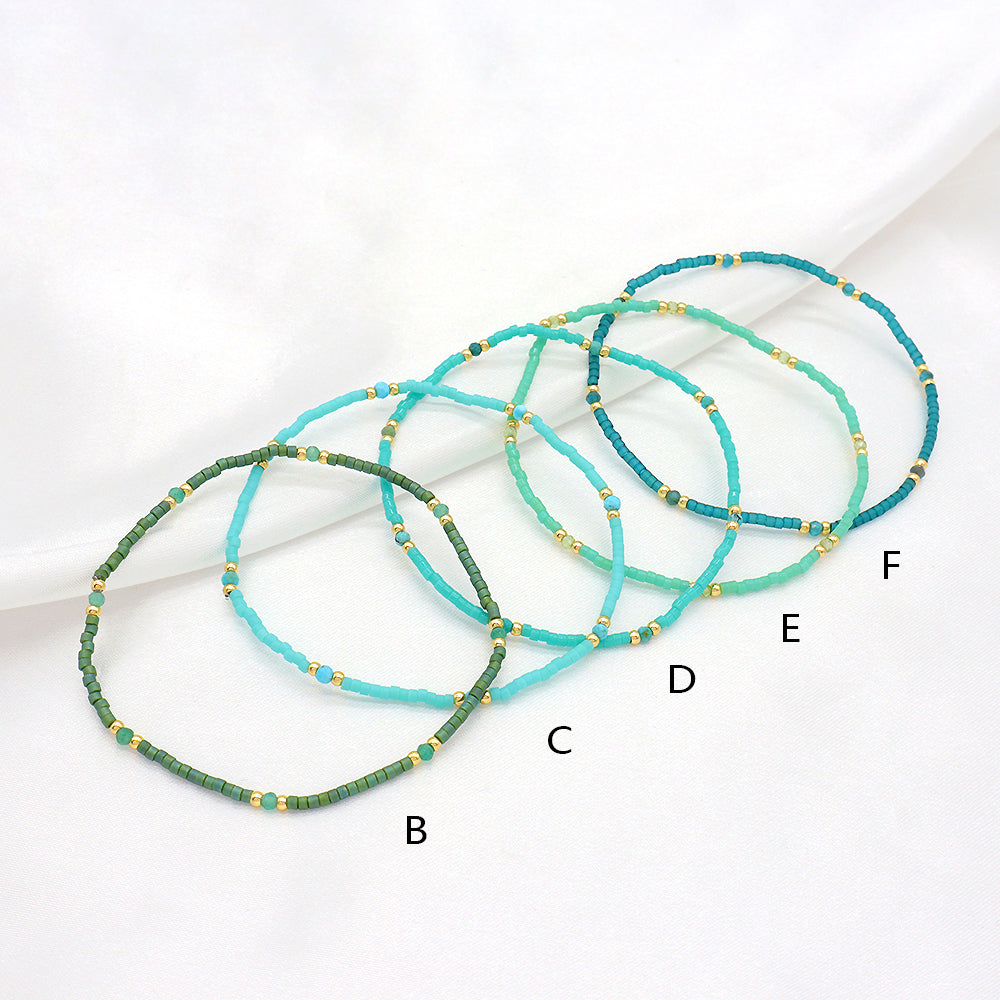 Custom Handmade Colorful Miyuki Beads Natural Stone Elastic Bracelet
