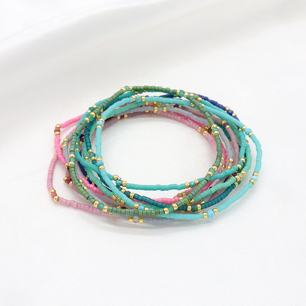 Custom Handmade Colorful Miyuki Beads Natural Stone Elastic Bracelet