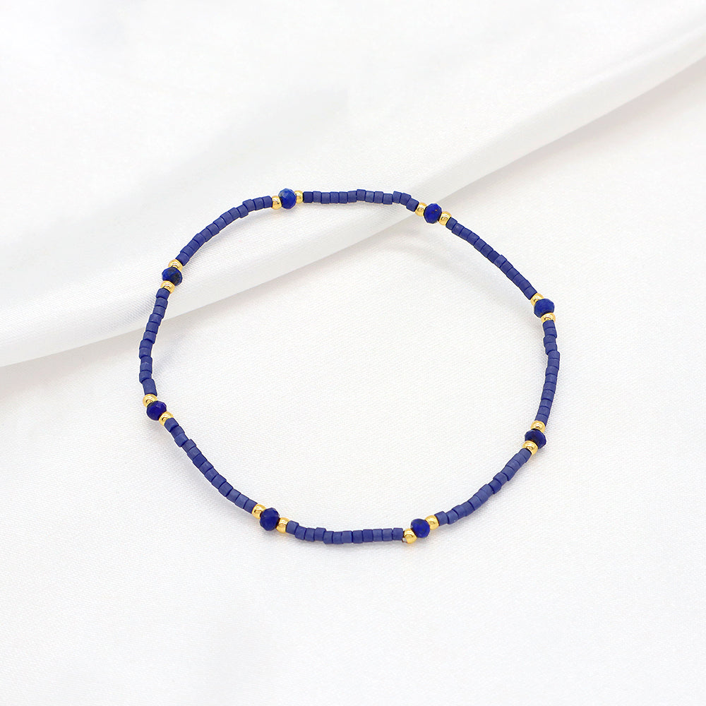 Custom Handmade Colorful Miyuki Beads Natural Stone Elastic Bracelet