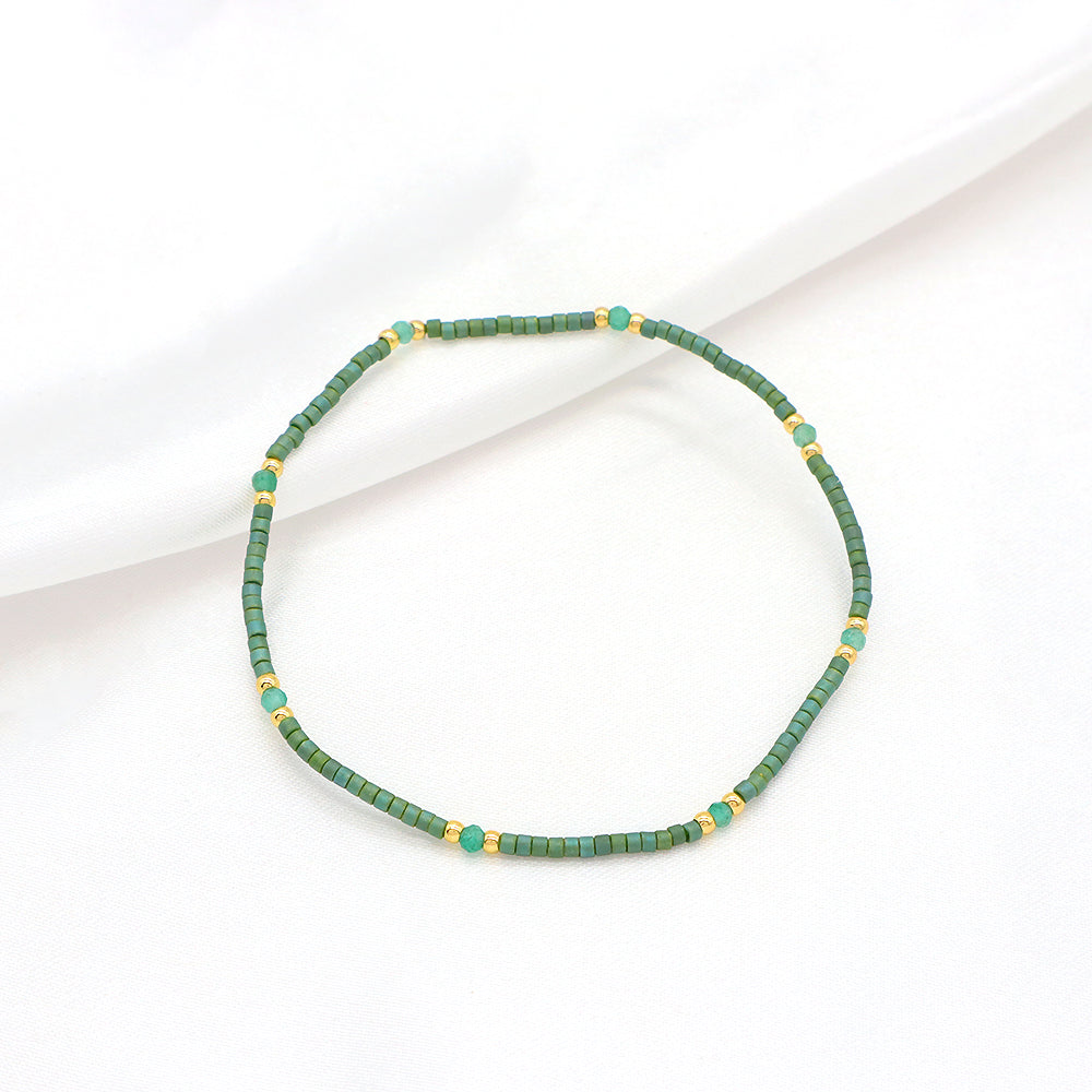 Custom Handmade Colorful Miyuki Beads Natural Stone Elastic Bracelet